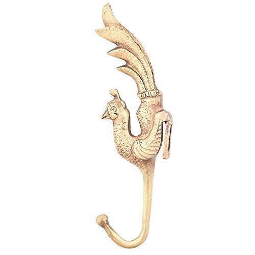Indian-Shelf IndianShelf Brass Heavy Duty Decorative Vintage Key Holder, Key Wall Hooks for Hanging Coats, Jackets, Leash, Hat, Towel, Backpack, Purse, Handbag [Gold] 14.98 Cm - Image 1