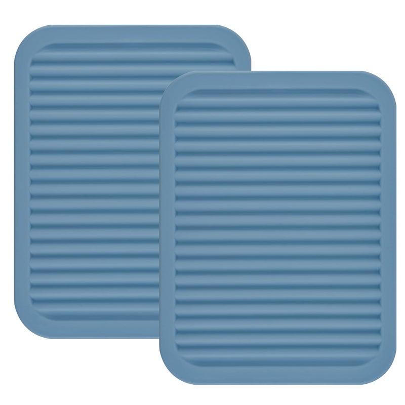 Smithcraft Silicone Trivets Mats for Hot Dishes and Hot Pots Hot Pads for Countertops Tables Pot Holders Spoon Rest Small Drying Mats Set of 2 Many Colors for Your Choose Grey Blue
