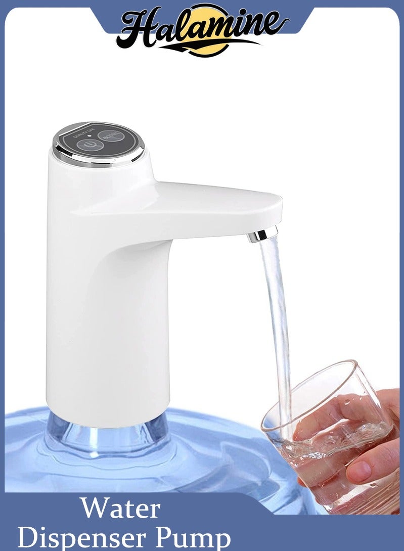 Halamine Water Dispenser Pump, Smart Water Bottle Pump, USB Charging Portable Electric Water Pump for Office, Home, Camping, Kitchen and etc, White - Image 1