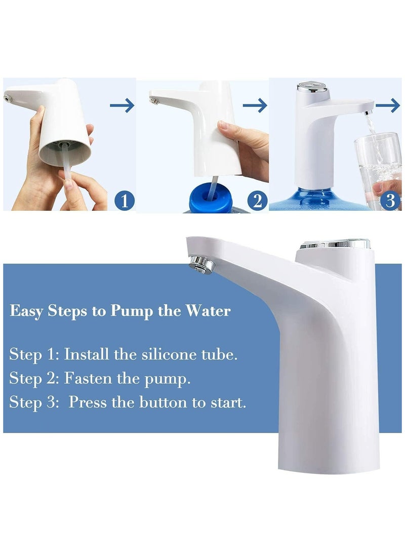 Halamine Water Dispenser Pump, Smart Water Bottle Pump, USB Charging Portable Electric Water Pump for Office, Home, Camping, Kitchen and etc, White - Image 3