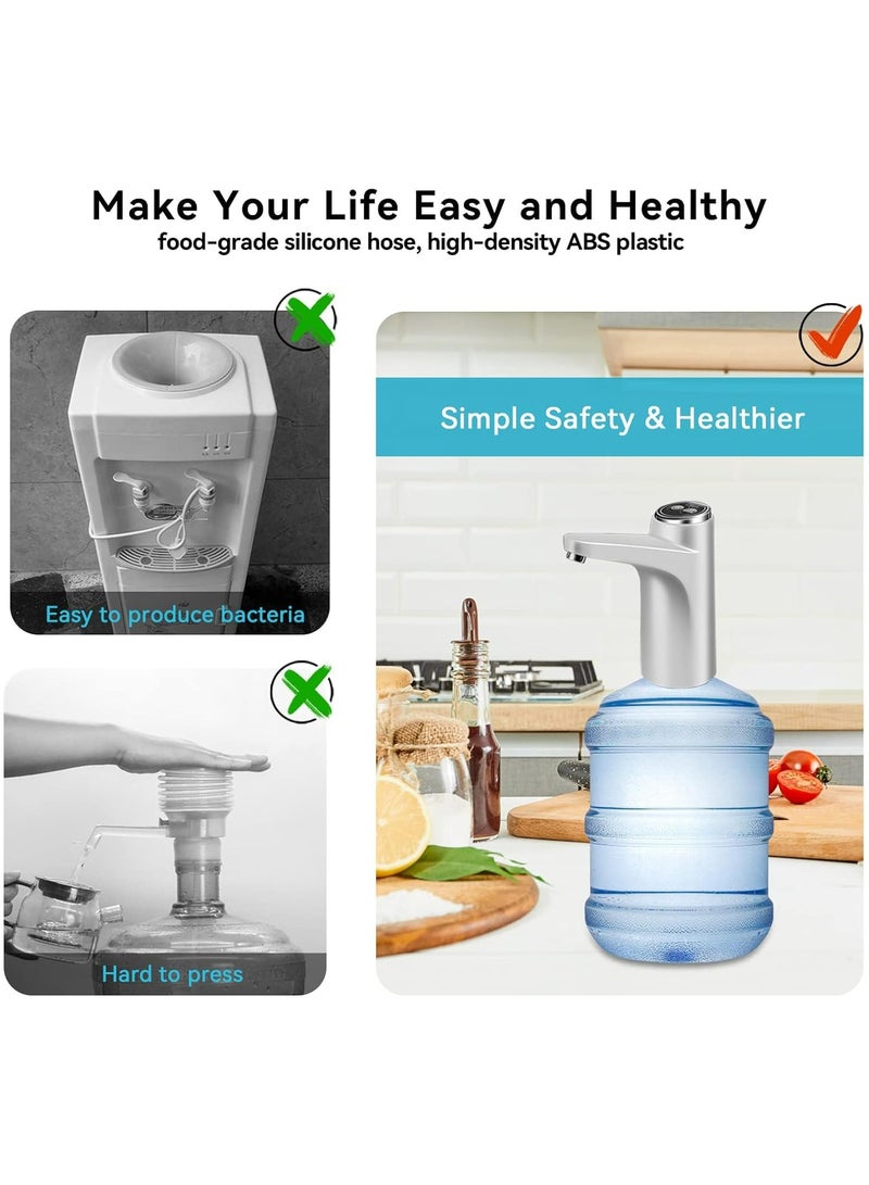 Halamine Water Dispenser Pump, Smart Water Bottle Pump, USB Charging Portable Electric Water Pump for Office, Home, Camping, Kitchen and etc, White - Image 4