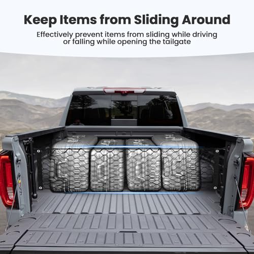 Canvcle Truck Bed Cargo Net for 2013-2025 2026 GMC Sierra/Chevy Silverado 1500 2500 3500 Accessories Envelope Style Mesh Trunk Net Organizer and Storage Stretchable Elastic Nylon Rear Cargo Netting - Image 5