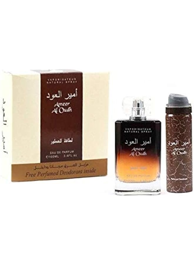 Lattafa Eau De Parfum Ameer Al Oud 100Ml With Spray Deodorant For Unisex