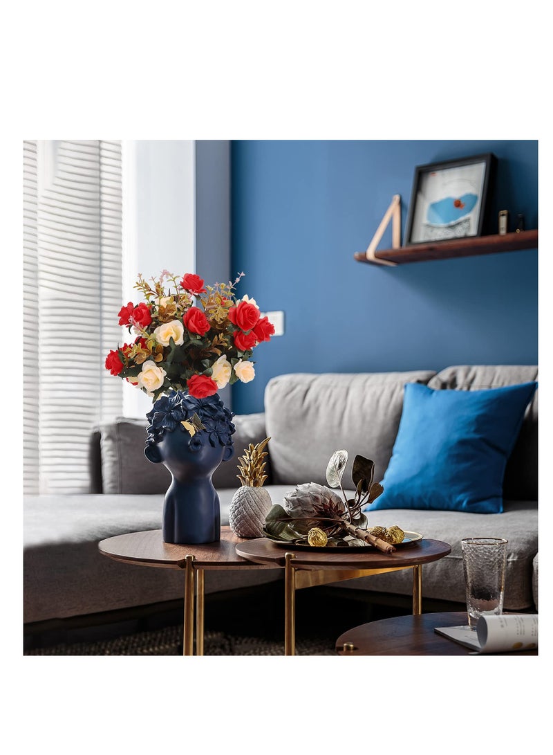 KASTWAVE Artificial Flowers Rose, Artificial Flowers Outdoor UV Resistant Plants Faux Plastic Greenery Shrubs Indoor Outside Hanging Planter for Home Wedding Office Table Decoration Gift Red (3 Bundles) - Image 4