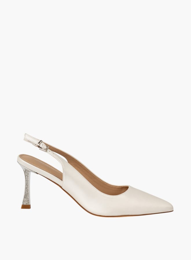 Flora Bella By Shoexpress Womens Textured Slingback Shoes With Stiletto Heels  - Image 4