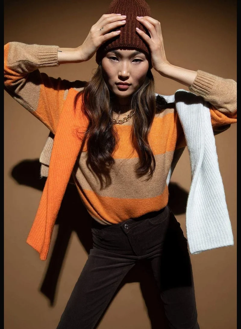 DeFacto Woman Regular Fit Crew Neck Long Sleeve Tricot Pullover