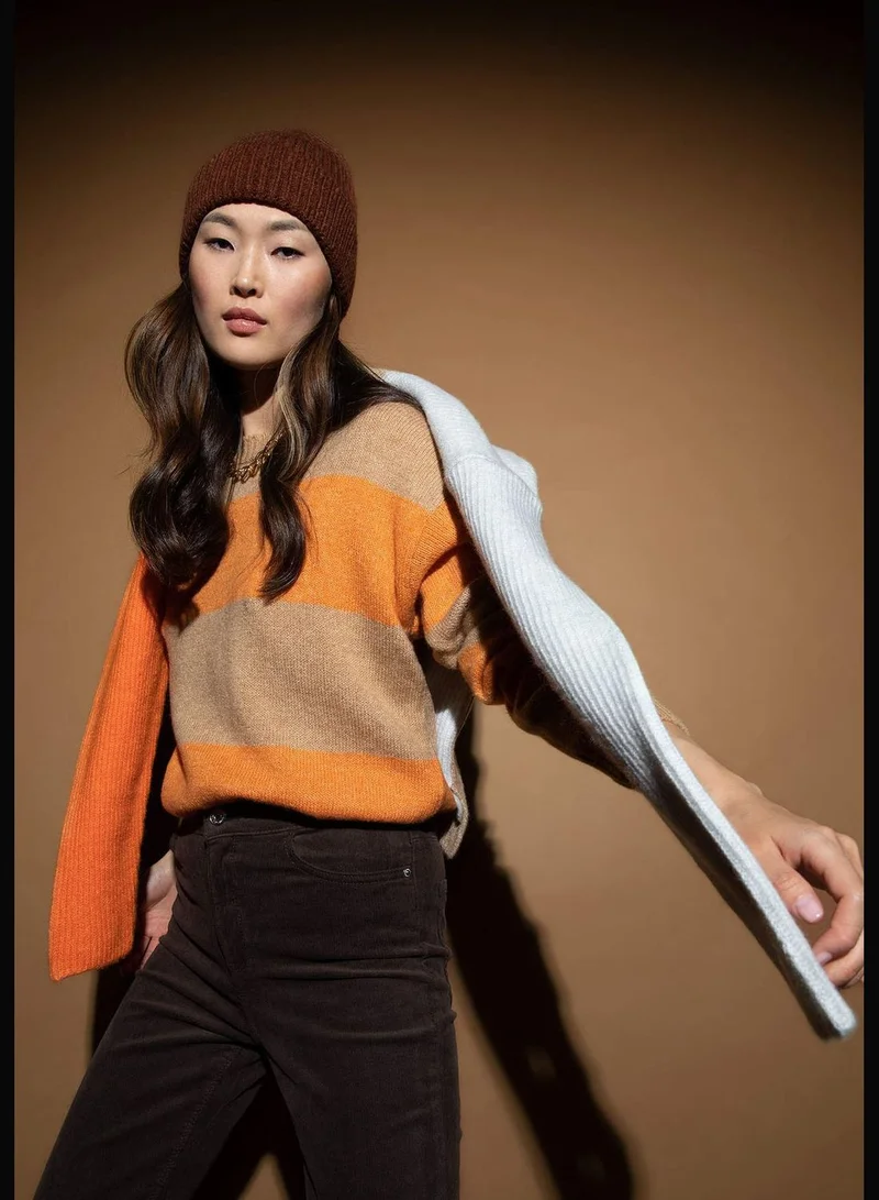 DeFacto Woman Regular Fit Crew Neck Long Sleeve Tricot Pullover