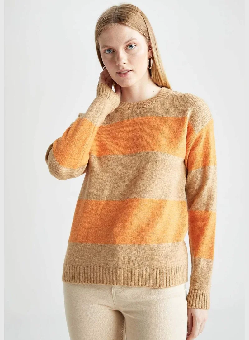DeFacto Woman Regular Fit Crew Neck Long Sleeve Tricot Pullover
