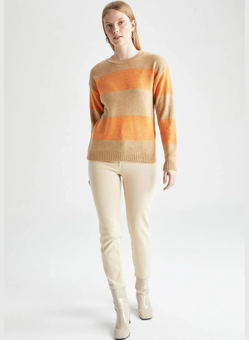 DeFacto Woman Regular Fit Crew Neck Long Sleeve Tricot Pullover
