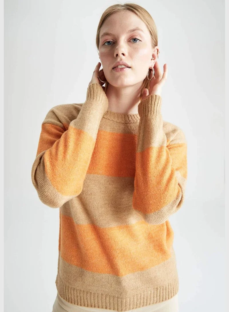 DeFacto Woman Regular Fit Crew Neck Long Sleeve Tricot Pullover