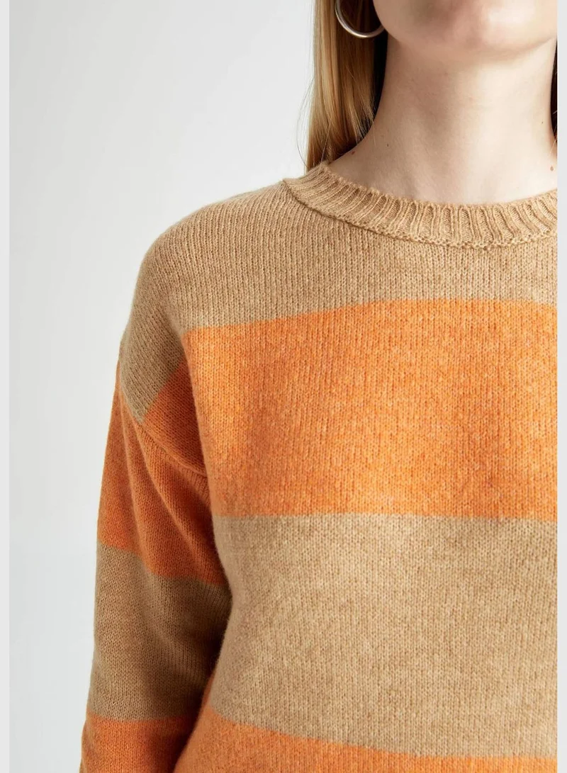 DeFacto Woman Regular Fit Crew Neck Long Sleeve Tricot Pullover