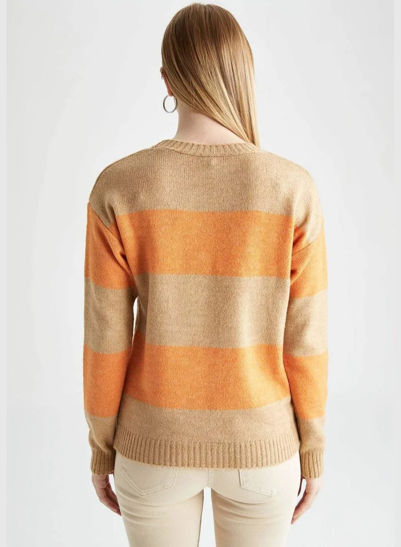 DeFacto Woman Regular Fit Crew Neck Long Sleeve Tricot Pullover