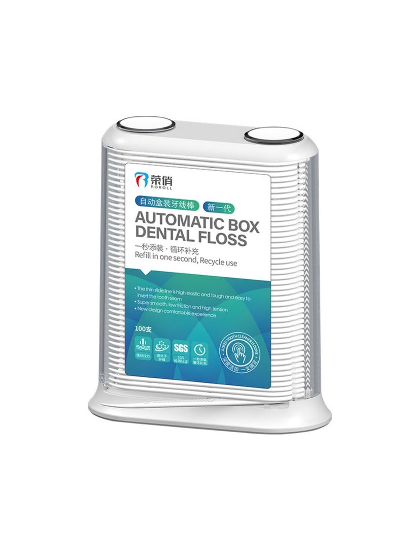 Roroll Automatic Pop-Up Dental Floss Dispenser Refillable Professional Toothpicks Organiser Case with 100 PCS Toothpick Sticks - Image 1