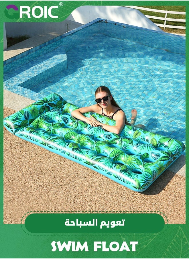 GROIC - Inflatable Pool Float Lounger Raft for Adults Floaties Oversized Headrest Cup Holder Cooling Summer Swimming Floating Mat, Tanning Pool Float with Headrest, Pool Lounger Inflatable Pool Chairs - Image 1