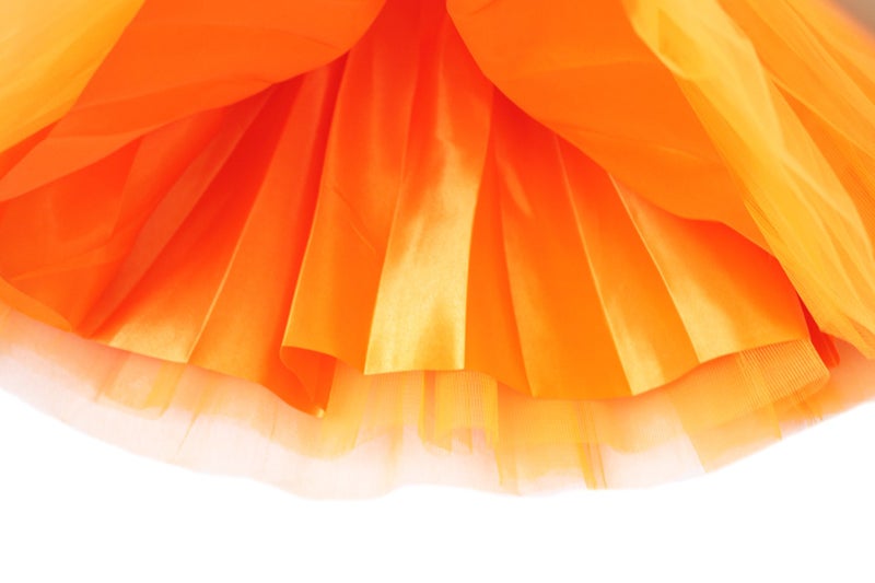 v28 Women's, Teen, Adult Classic Elastic 3, 4, 5 Layered Tulle Tutu Skirt (One Size, 4Layer-Orange) - Image 3