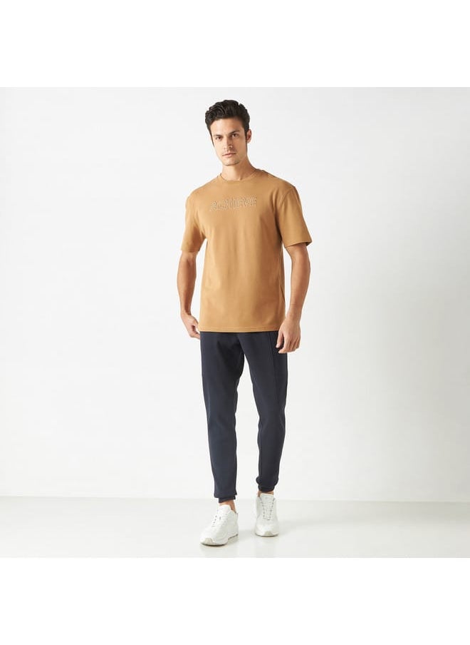 Iconic Iconic Typographic Detail Crew Neck T-shirt with Short Sleeves  - Image 2