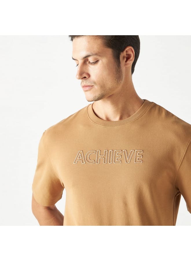 Iconic Iconic Typographic Detail Crew Neck T-shirt with Short Sleeves  - Image 4