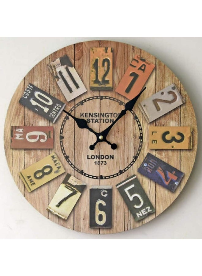European Solid Wood Vintage Wall Clock - 12" Silent Sweep Quartz Movement Rustic Round Clock for Living Room, Bedroom & Office (Natural Wood) - Image 3