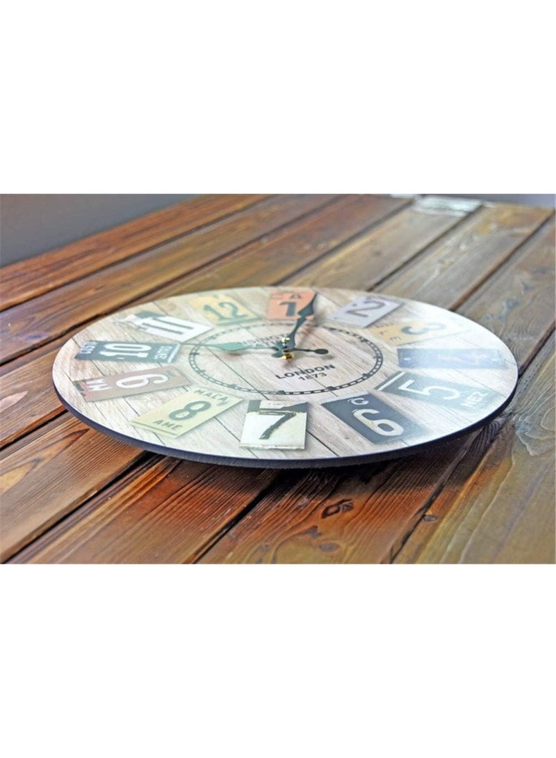 European Solid Wood Vintage Wall Clock - 12" Silent Sweep Quartz Movement Rustic Round Clock for Living Room, Bedroom & Office (Natural Wood) - Image 2