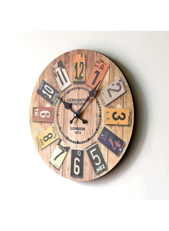 European Solid Wood Vintage Wall Clock - 12" Silent Sweep Quartz Movement Rustic Round Clock for Living Room, Bedroom & Office (Natural Wood) - Image 5