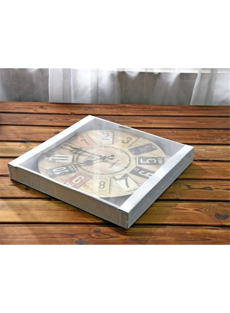 European Solid Wood Vintage Wall Clock - 12" Silent Sweep Quartz Movement Rustic Round Clock for Living Room, Bedroom & Office (Natural Wood) - Image 4
