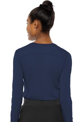 Med Couture Women's Underscrub Top Long Sleeve Performance Knit Tee, 360° Stretch, Lightweight & Ultra Soft Fabric - MC8499, XL, Navy - Image 5
