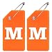 Gostwo 2 Pack Silicone Luggage Tags for Suitcases 26 Initial Letter Baggage Labels Handbag School Bag Suitcase Instrument Tag with Stainless Steel LoopOrangeLetter M - Image 2