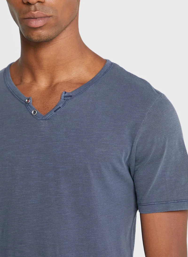 JACK & JONES Essential Split Neck T-Shirt