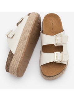MARJIN Women's Thick Straw Sole Double Banded Casual Slippers Tulpe  - Image 5