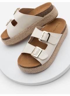 MARJIN Women's Thick Straw Sole Double Banded Casual Slippers Tulpe  - Image 1