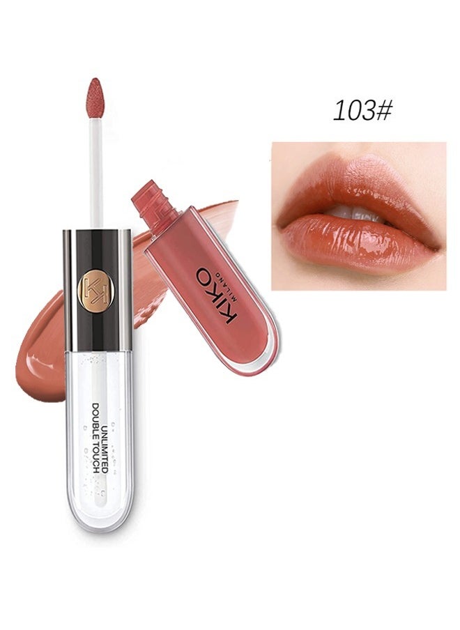 KIKO MILANO Unlimited Double Touch Lipstick 103, With Long Wearing and Water Resistant Formula, Dual-Ended Design Allows For Easy Application and Touch Up, Suitable For Various Occasions, For Girls and Women  - Image 1
