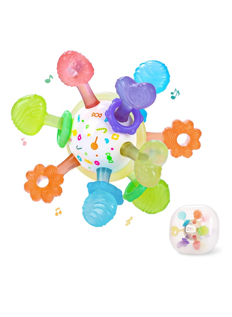 Baby Teething Toys Silicone Teethers for Babies Rattling Teething Relief Multiple Sensory Teething Ball Hand Ball Early education toy Chew Toy for Babies 0-12 Months BPA Free Yellow - Image 1