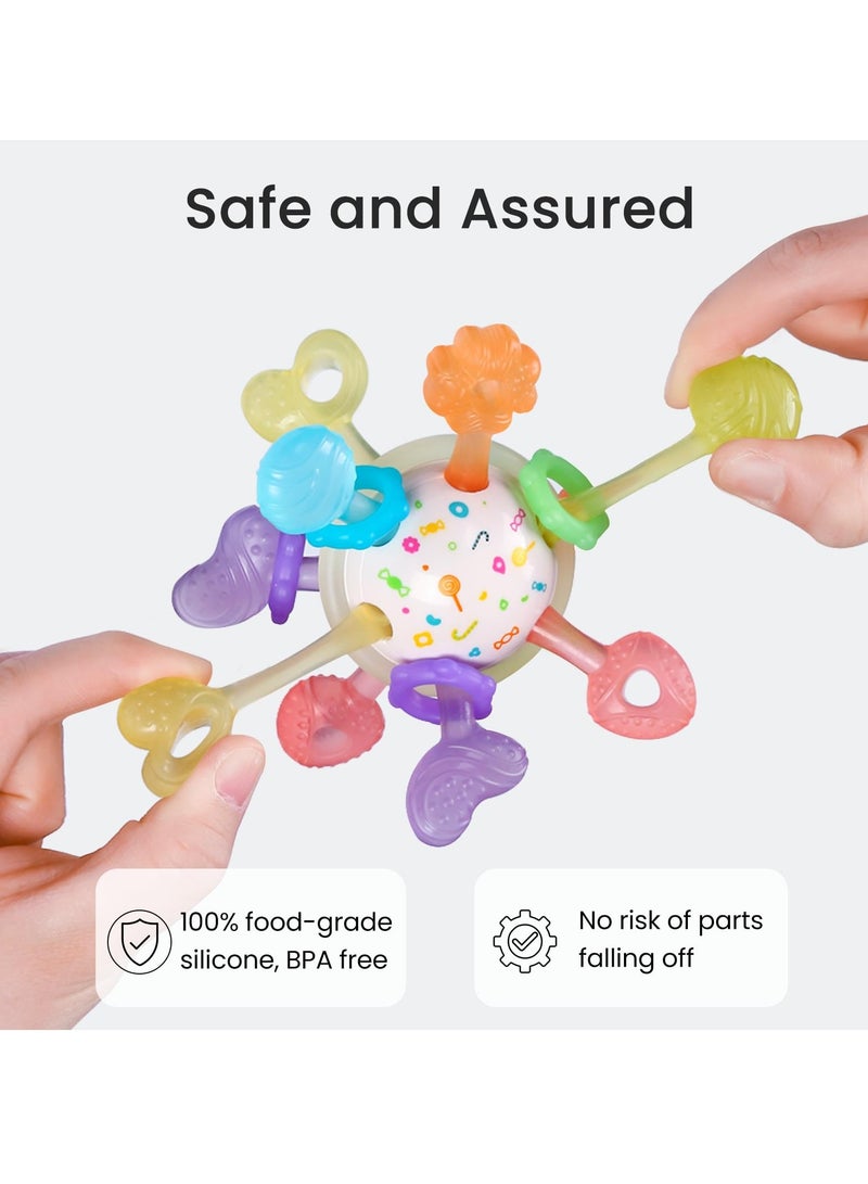 Baby Teething Toys Silicone Teethers for Babies Rattling Teething Relief Multiple Sensory Teething Ball Hand Ball Early education toy Chew Toy for Babies 0-12 Months BPA Free Yellow - Image 5