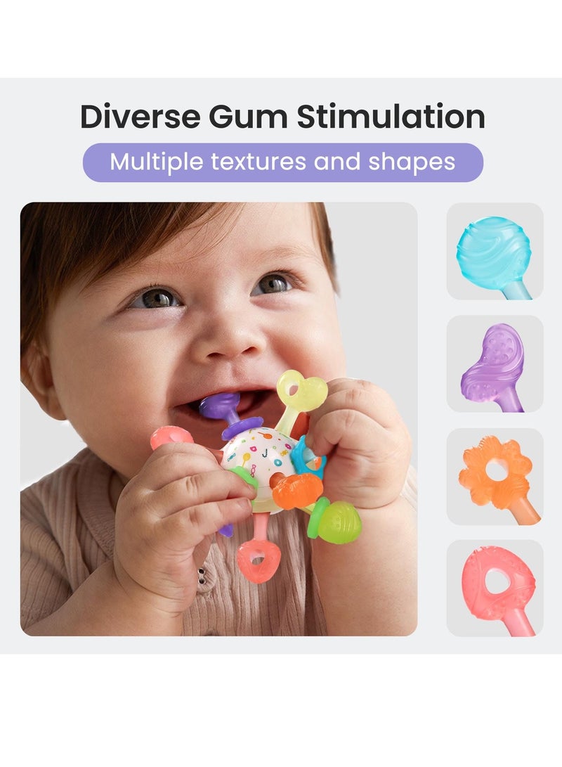 Baby Teething Toys Silicone Teethers for Babies Rattling Teething Relief Multiple Sensory Teething Ball Hand Ball Early education toy Chew Toy for Babies 0-12 Months BPA Free Yellow - Image 4