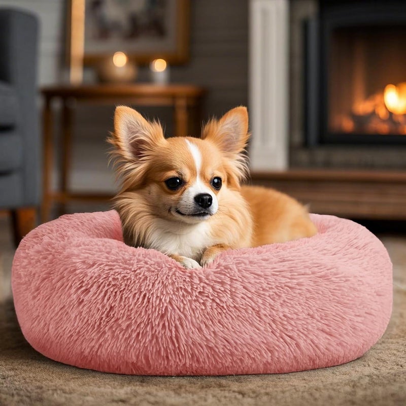 Hoewina Dogs Bed for Small Dogs, Anti-Anxiety Washable Round Bed (Pink, 24.0" L x 24.0" W x 8.0" Th) - Image 5