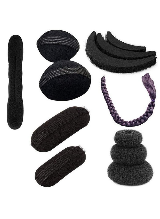 CHANDERKASH Set of 8, Combo Hair Accessories Set with 24Inchs Black Hair Prandi/Hair Extension (12pcs)| Hair Extension| Bun Juda| Hair Accessories| Hair Clips| Messy Bun