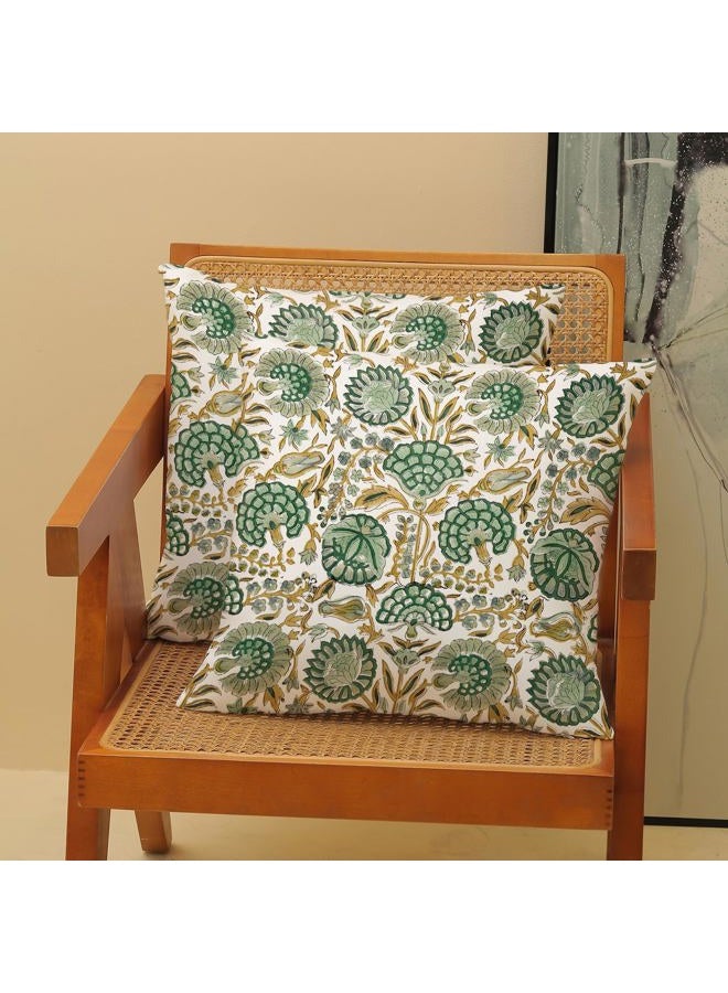 DAFENA Boho Sage Green Pillow Covers 18x18 Inch 2 Pcs Mustard Yellow Vintage Floral Decor Throw Pillows Spring Flower Summer Outdoor Farmhouse Decoration Pillowcase Cushion Cover for Couch Sofa Bed - Image 2