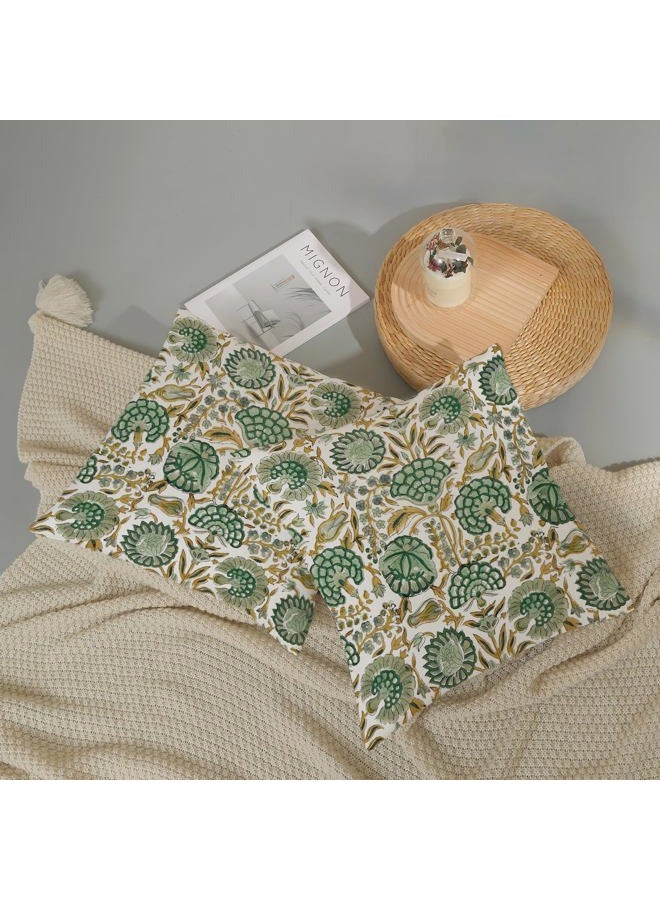 DAFENA Boho Sage Green Pillow Covers 18x18 Inch 2 Pcs Mustard Yellow Vintage Floral Decor Throw Pillows Spring Flower Summer Outdoor Farmhouse Decoration Pillowcase Cushion Cover for Couch Sofa Bed - Image 5