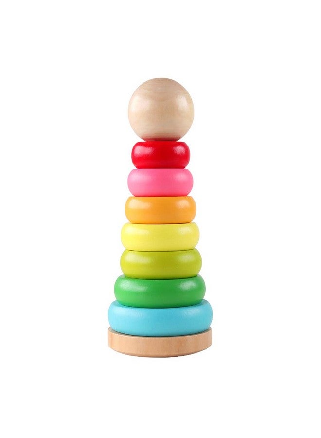 GEMEM Stacking Rings Toy Wooden Rainbow Stacker Toddler Learning Toys For 18 Months 2 Year Old Baby Boys Girls Non Toxic - Image 1