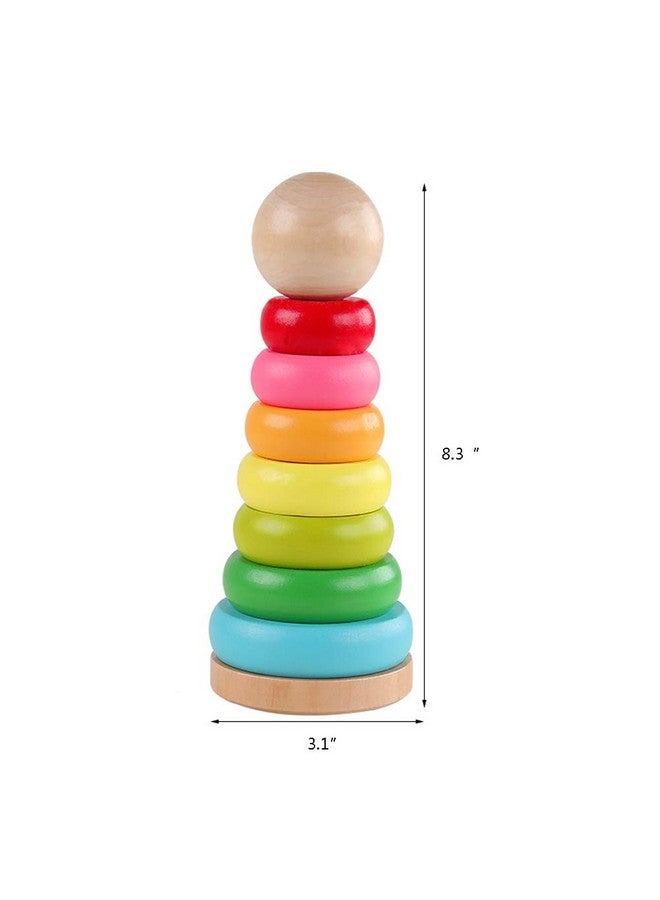 GEMEM Stacking Rings Toy Wooden Rainbow Stacker Toddler Learning Toys For 18 Months 2 Year Old Baby Boys Girls Non Toxic - Image 5