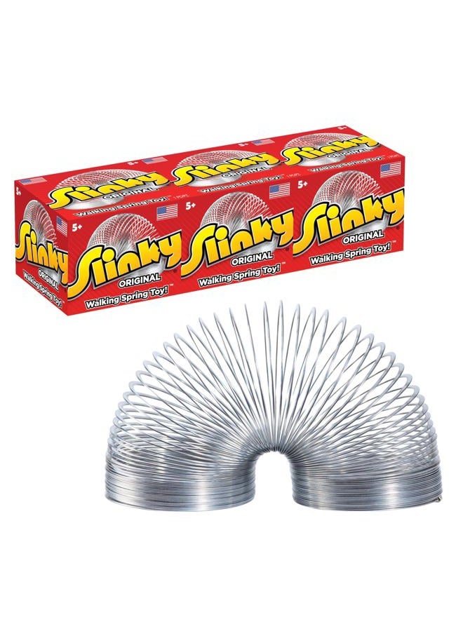 Slinky Just Play The Original Slinky Walking Spring Toy, 3-Pack Metal Slinky, Fidget Toys, Party Favors and Gifts, Toys for 3 Year Old Girls and Boys - Image 1