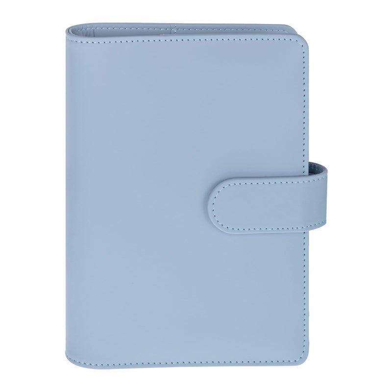 Antner A6 Notebook Binder Refillable 6 Ring Budget Binder Cover for A6 Refill Paper, PU Leather Budget Planner Organizer with Magnetic Buckle, Loose Leaf Personal Planner, Airy Blue - Image 1
