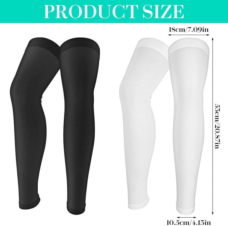 Outdoor Compression Leg Sleeves - 2 Pcs Unisex Classic Long Compression Leg Warmers (Black & Gray) - Image 2