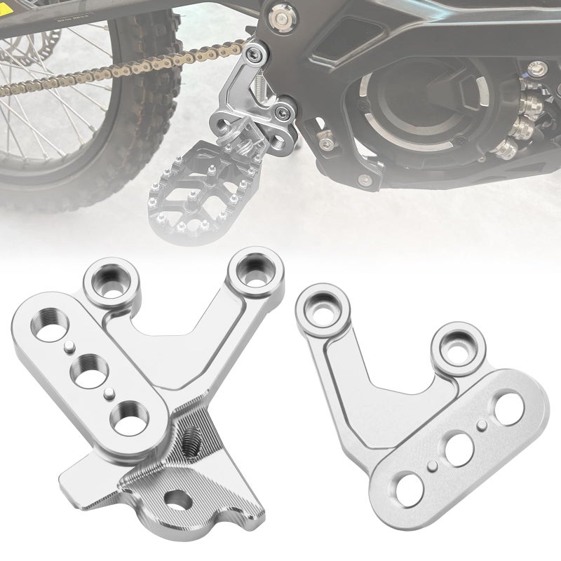 smotrcc SMOTECC Surron Foot Peg Brackets Electric Bike CNC Motorcycle FootPeg Pedal Bracket Compatible with Sur Ron Light Bee XSur Ron Light Bee S Silver - Image 2