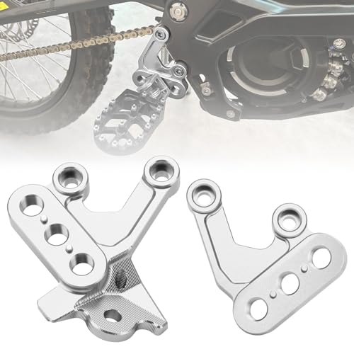 smotrcc SMOTECC Surron Foot Peg Brackets Electric Bike CNC Motorcycle FootPeg Pedal Bracket Compatible with Sur Ron Light Bee XSur Ron Light Bee S Silver - Image 1