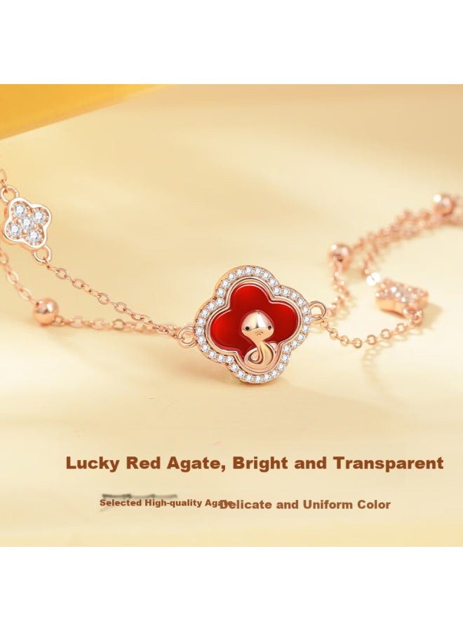 Manhe S925 Silver Four-leaf Clover Bracelet For Women, New Style Beaded elry, Birthday Gift For Wife Or Girlfriend - Image 4