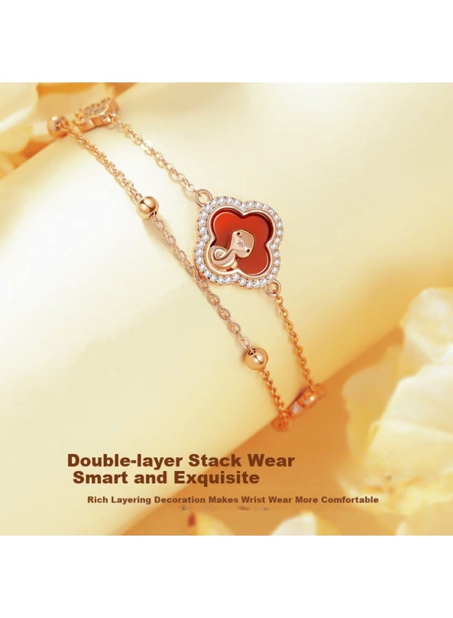 Manhe S925 Silver Four-leaf Clover Bracelet For Women, New Style Beaded elry, Birthday Gift For Wife Or Girlfriend - Image 5