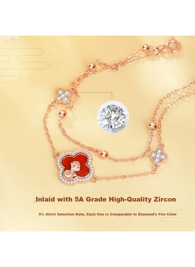 Manhe S925 Silver Four-leaf Clover Bracelet For Women, New Style Beaded elry, Birthday Gift For Wife Or Girlfriend - Image 3