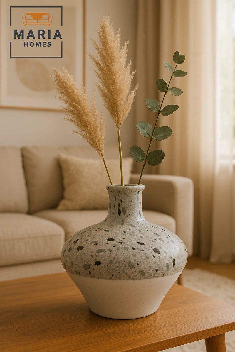 ماريا هومز مزهرية خزفية بنمط تيرازو – وعاء زهور حديث دائري مزخرف - Image 2