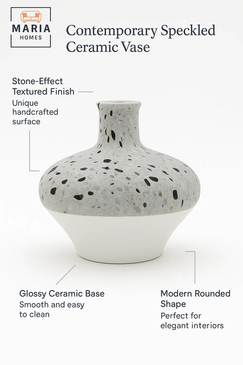 ماريا هومز مزهرية خزفية بنمط تيرازو – وعاء زهور حديث دائري مزخرف - Image 3